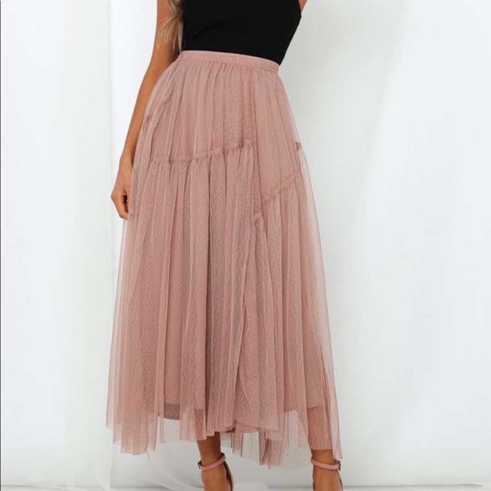ANOTHER FAIRYTALE MIDI SKIRT DARK BLUSH